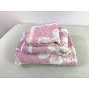 Fieldcrest Vintage Pink Butterfly Towel Set of Three